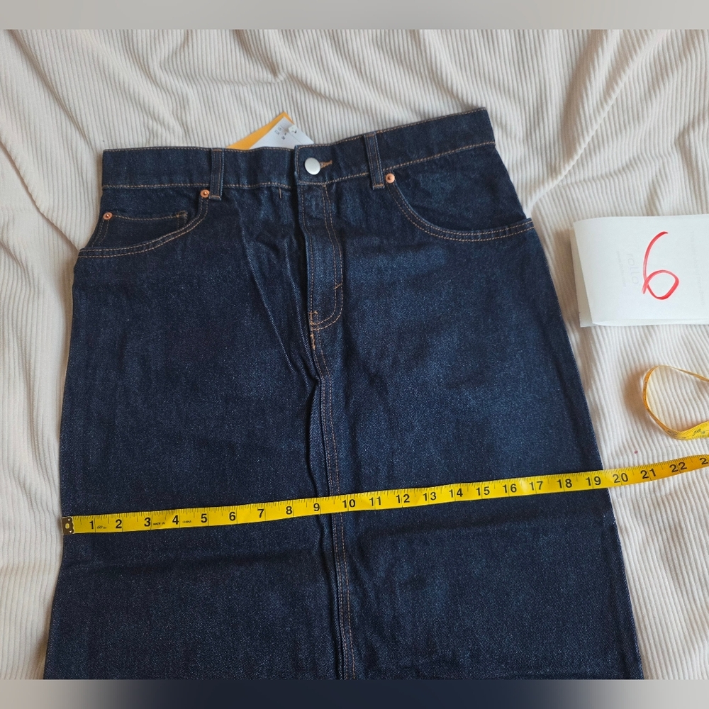 H&M Denim long skirt maxi topstitched dark blue size 6, 10 BNWT - Picture 6 of 15